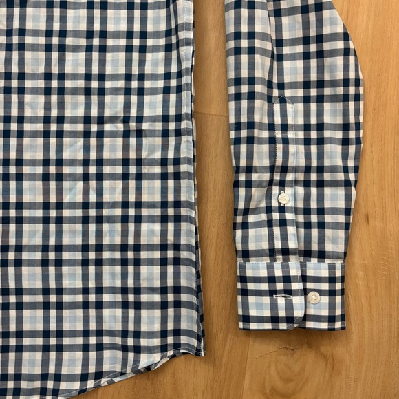 Perry Ellis Navy and White Plaid Shirt Slim‎ Fit Small NWT - Picture 3 of 7